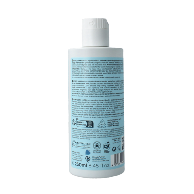 Champú hidratante para el cuidado del cabello 250 mililitros