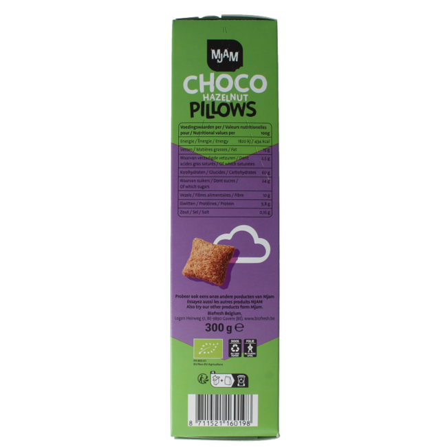 Almohaditas de chocolate y avellana bio 300 Gramos