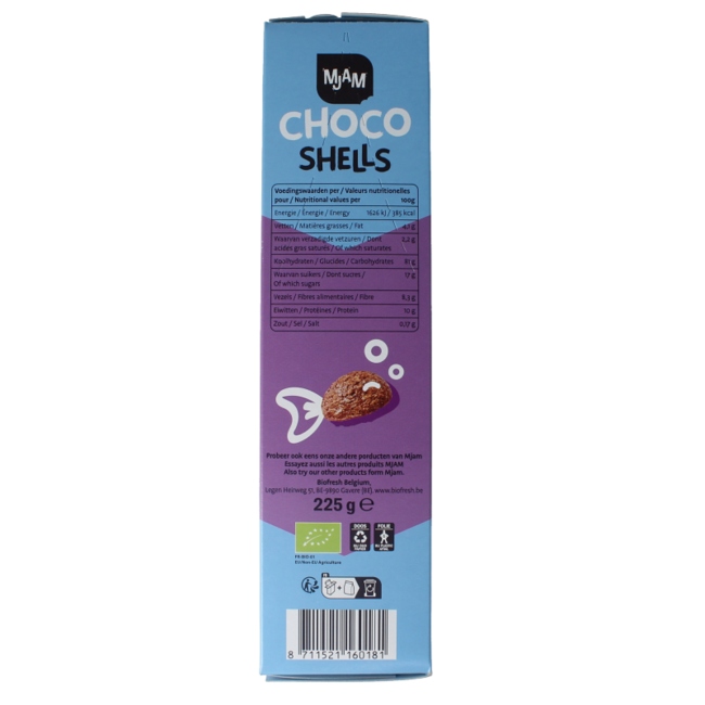 Coquilles choco bio 225 grammes