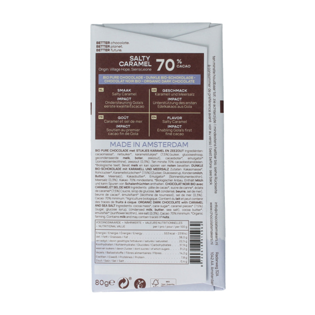 Sierra Leone Salziges Karamell 70% Bio 80 Gramm