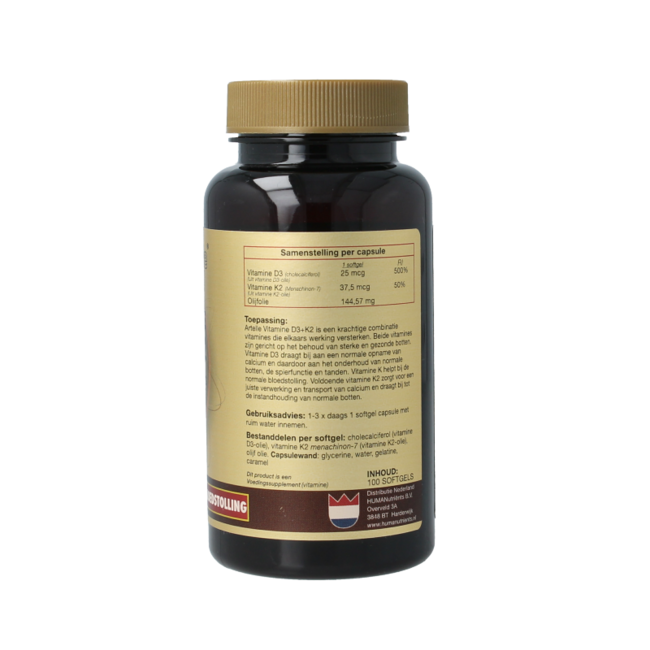 Vitamin D3 25 µg + K2 37,5 µg MK-7 100 Softgels