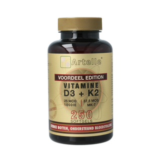 Artelle Vitamin D3 25 µg + K2 37,5 µg MK-7 250 Softgels