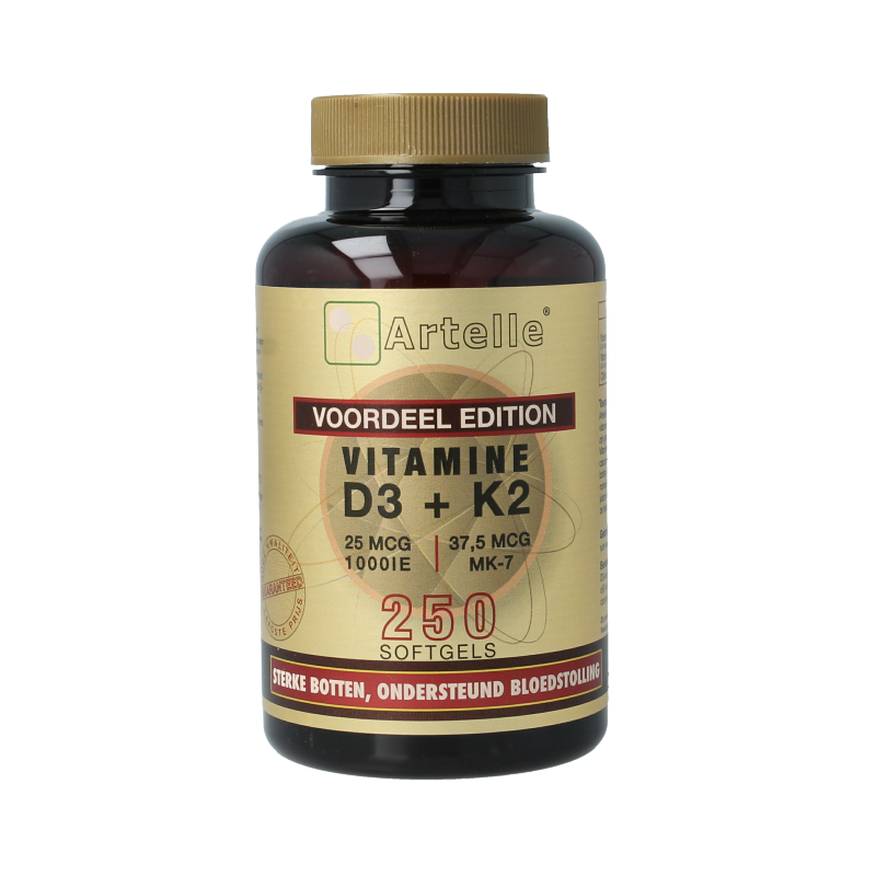 Artelle Vitamine D3 25mcg + K2 37500 ng MK-7 250 Softgels