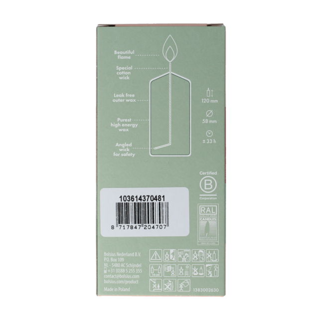Vela de bloque 120/58 blanco plateado 1 unidad