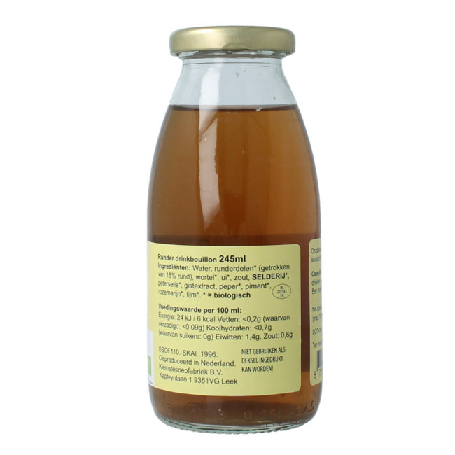 Organic beef drinking broth 245 millilitres
