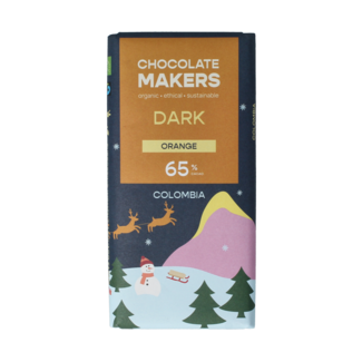 Chocolatemakers Tableta de Navidad Colombia negro 65% naranja bio 80 gramos