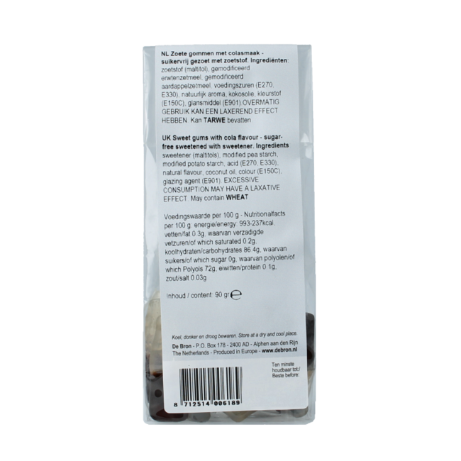 De Bron Cola gums suikervrij 90 Gram