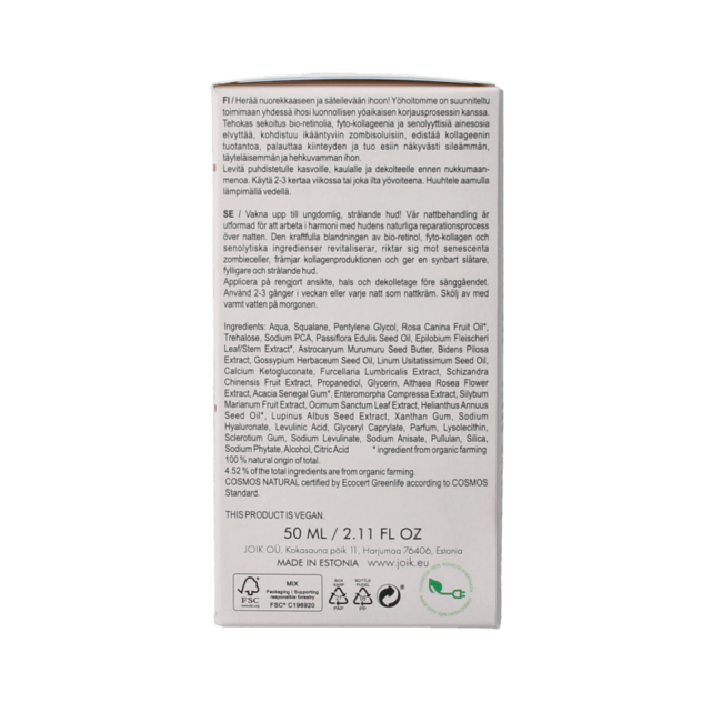 Trattamento Notte Rigenerante al Collagene Re-boost Viso e Collo 50 Millilitri