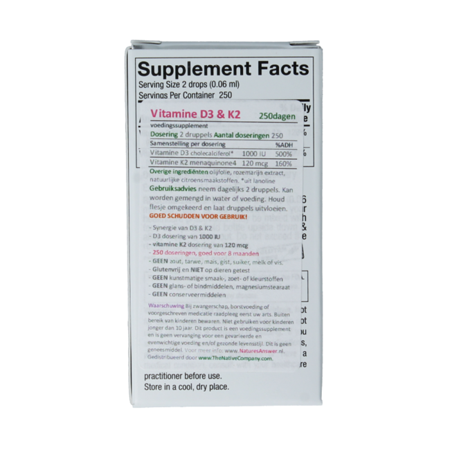 Vitamin D3 and K2 drops 15 Millilitres