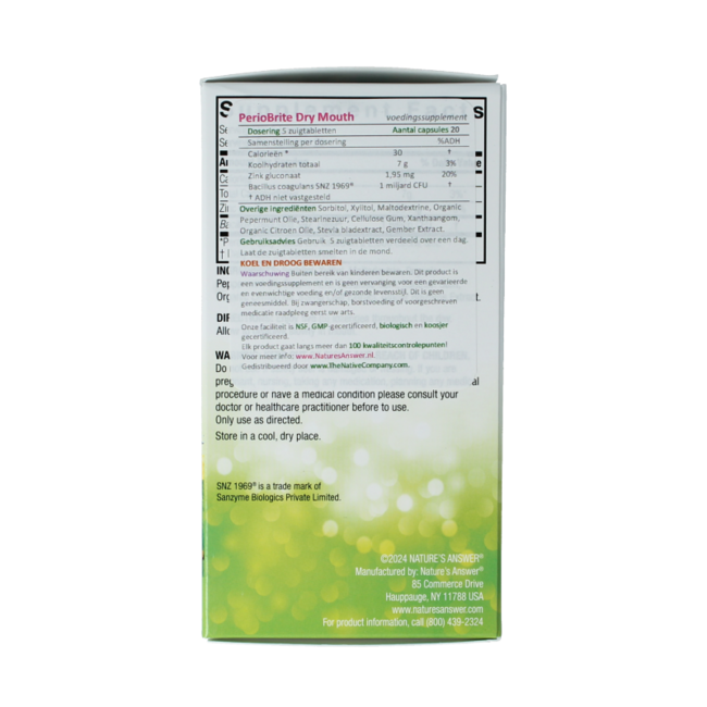 Nature's Answer PerioBrite comprimidos para la boca seca 100 unidades