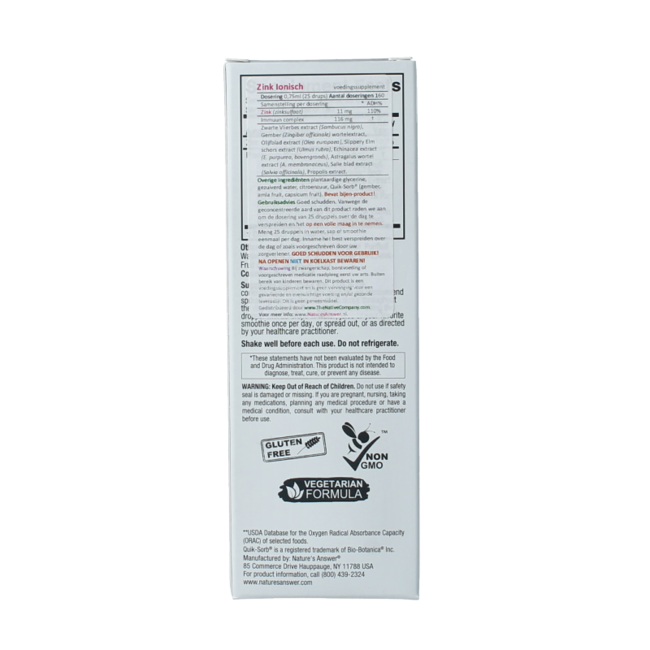 Zinc ionique & complexe immunitaire liquide 120 Millilitres