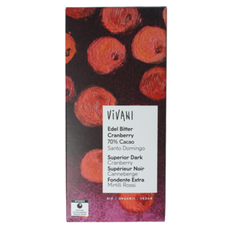 Vivani Chocolade puur cranberry 70% bio 80 Gram