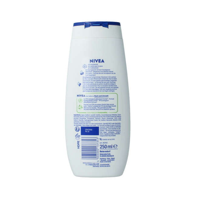 Kremowy żel pod prysznic Nivea z olejkiem z pestek moreli, 250 ml