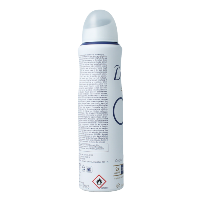 Dove Deodorant spray original 0% 150 Millilitres