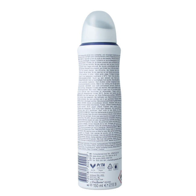 Dove Deodorant Spray Original 0% 150 Milliliter