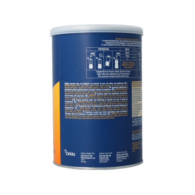 Maxim Sports drinkpowder tins fresh orange 480 Gram