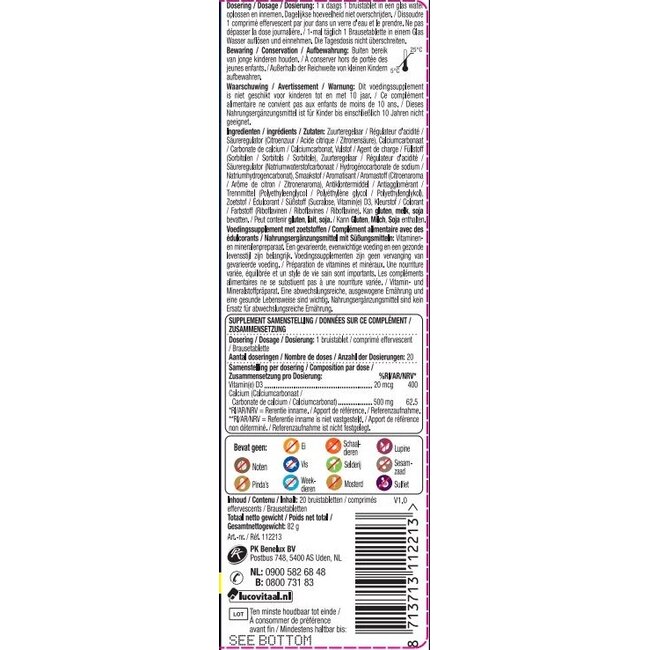 Calcium + D3 Lemon 20 Effervescent Tablets