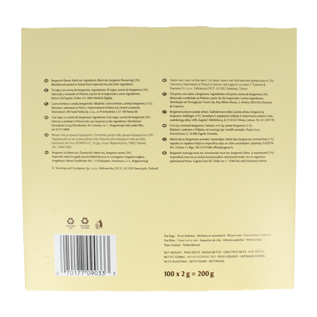 Twinings Earl Grey Enveloppé 100 Sachets