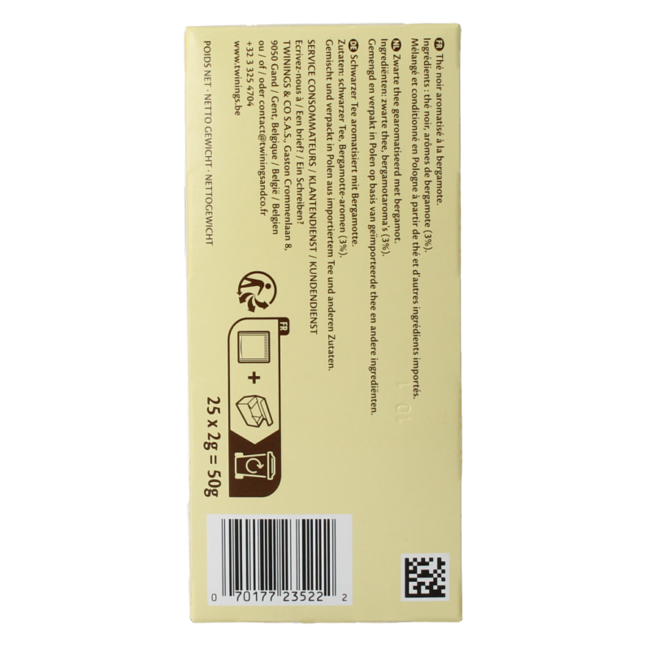 Herbata Earl Grey w kopertach, czarna, 25 torebek