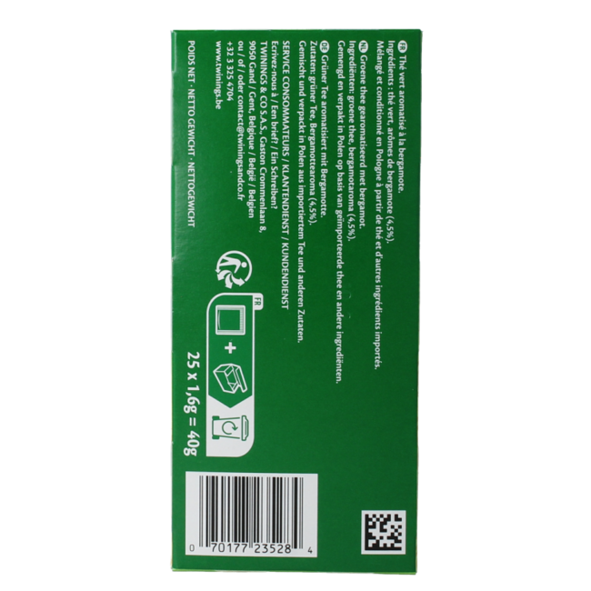 Thé vert Earl Grey 25 sachets