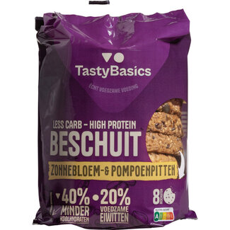 TastyBasics TastyBasics Low carb-high protein rusk sunflower/pumpkin seed 168 Gram
