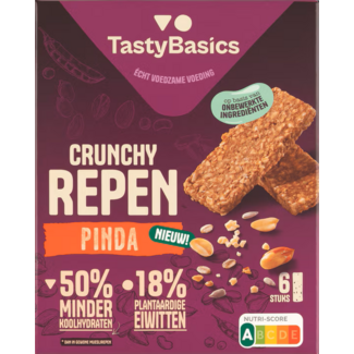 TastyBasics TastyBasics Crunchy less carb Riegel Erdnuss 138 Gramm