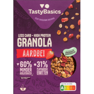 TastyBasics TastyBasics Less Carb-High Protein Strawberry Granola 350g
