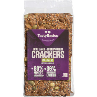 TastyBasics TastyBasics Crackers bajas en carbohidratos y ricas en proteínas con semillas de amapola 200 Gramos