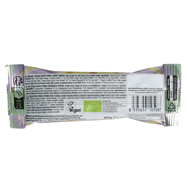 Lifebar lemon pumpkin organic 40 Gram