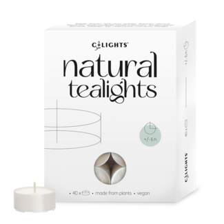 C-lights Natural Tea Lights 6-Hour Burn Time 40 Pack