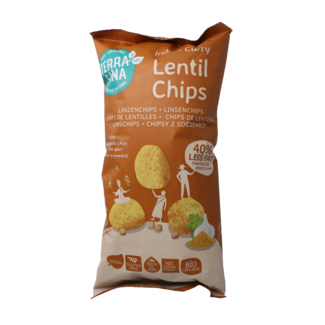 TerraSana TerraSana Lentil chips Indian curry organic 75 Gram