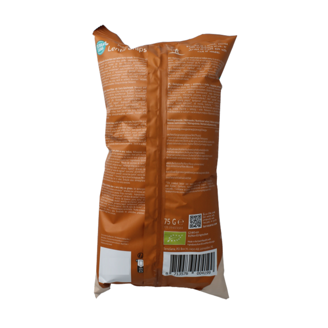 TerraSana Lentil chips Indian curry organic 75 Gram