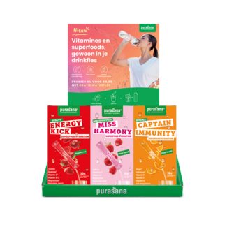 Purasana Pack de verano expositor de superalimentos de hidratación lleno 1 expositor