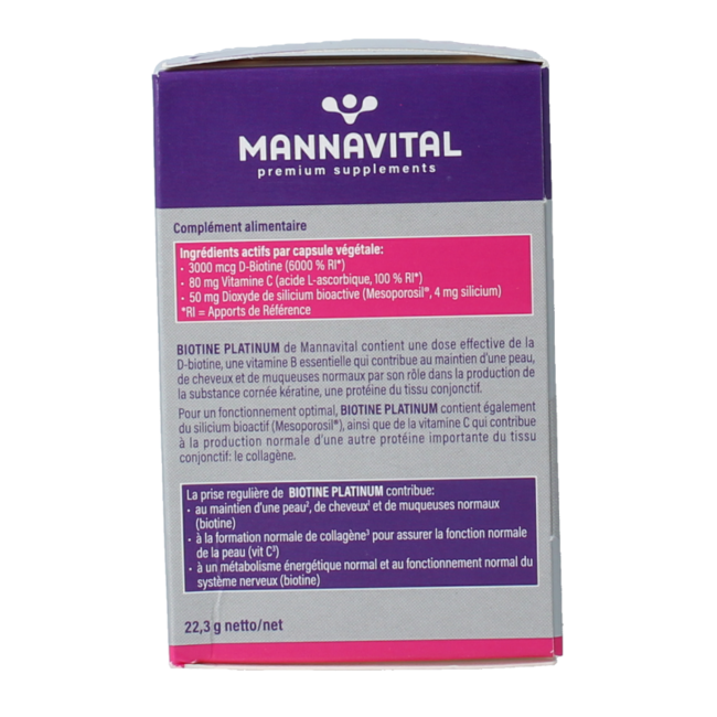 Mannavita Biotine platinum 60 Cápsulas vegetarianas