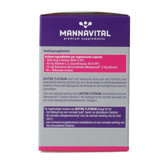 Mannavita Biotine platinum 60 Cápsulas vegetarianas