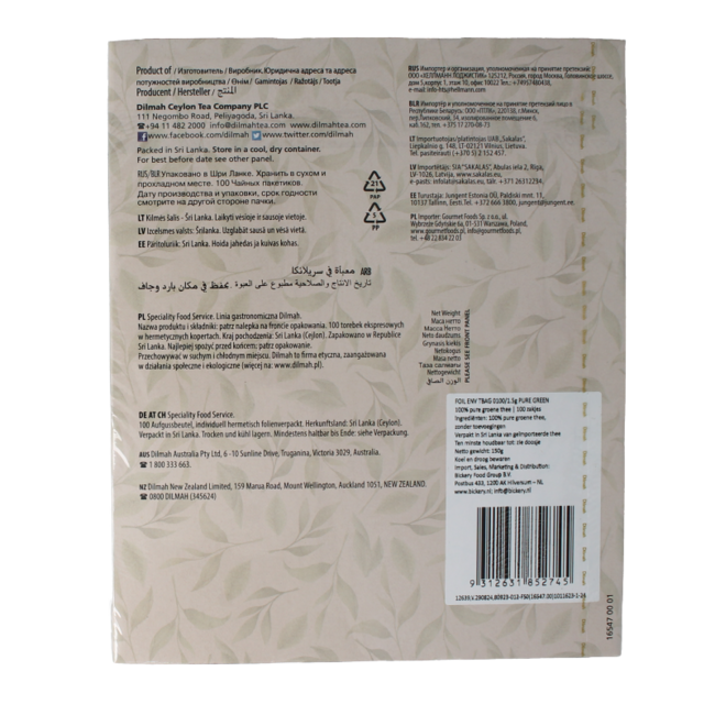 Dilmah Pure green tea 100 Zakjes