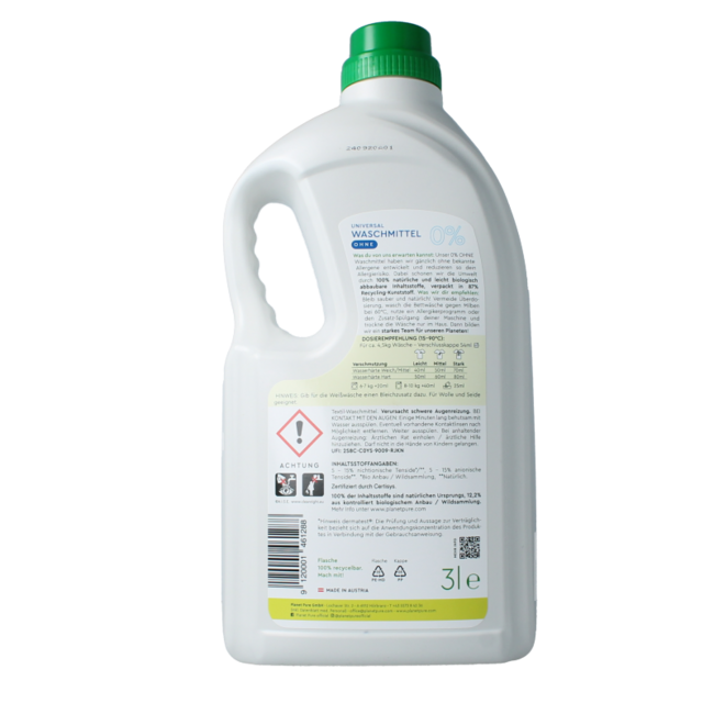 Planet Pure Detergente líquido universal 0% zero 3 Litros
