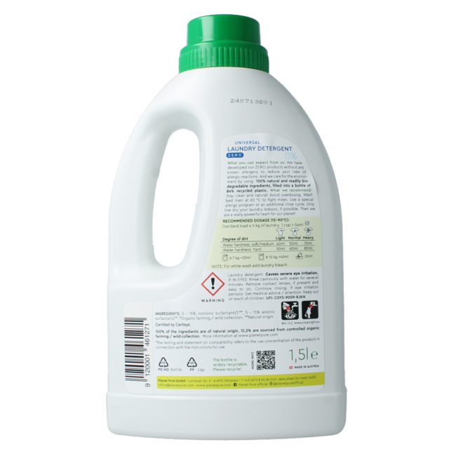 Planet Pure Waschmittel flüssig universal 0% zero 1500 Milliliter
