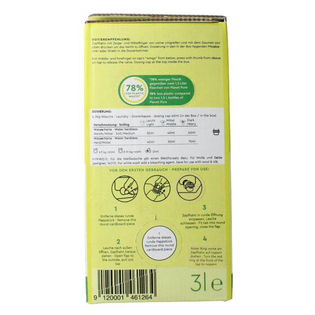 Planet Pure Flüssigwaschmittel Universal Wildrose 3 Liter