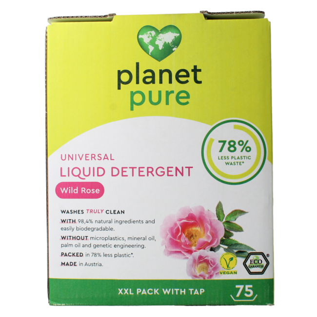 Planet Pure Liquid Laundry Detergent Universal Wild Rose 3 Litres