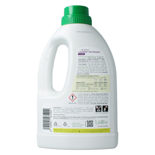 Planet Pure Liquid laundry detergent universal lavender 1480 Millilitres