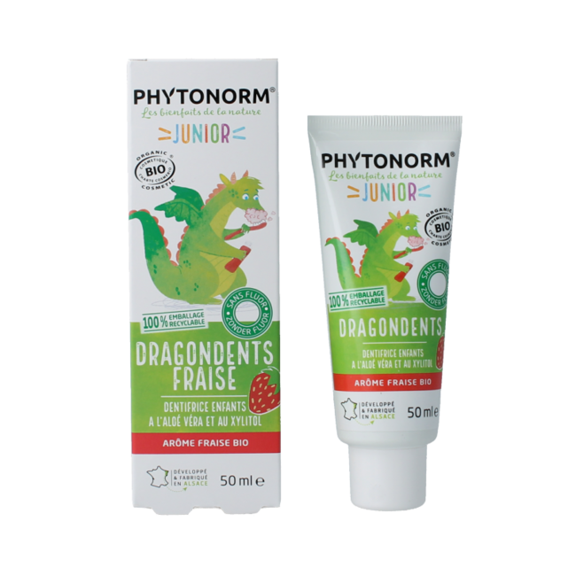 Dentifricio Phytonorm Dragondent per bambini, fragola, 50 Millilitri