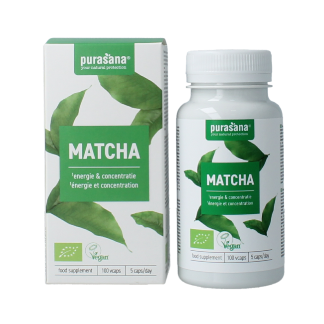 Purasana Matcha vegan organic 100 Vegetarian capsules
