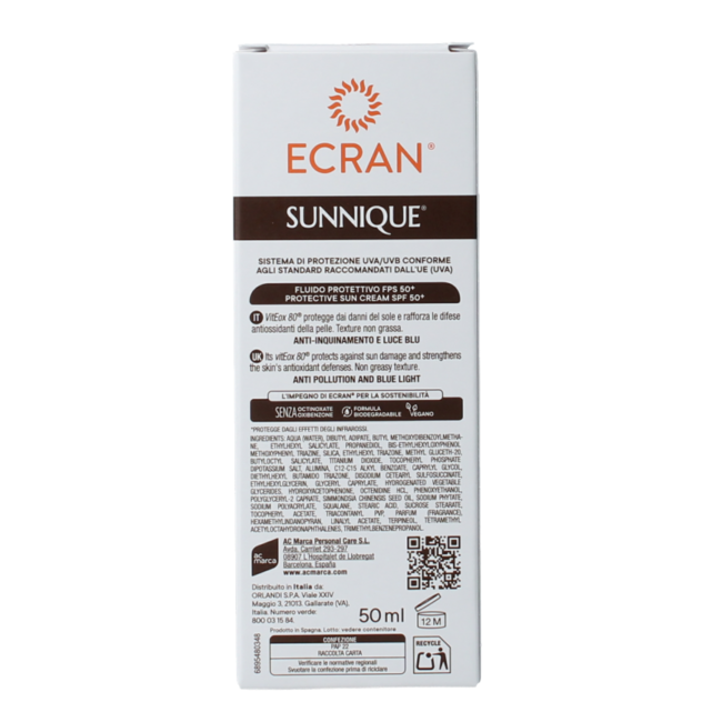 Ecran Sunique Viso e Décolleté SPF50 50 Millilitri
