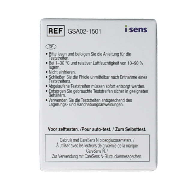 Bandelettes de test de glycémie Caresens N 50 pièces