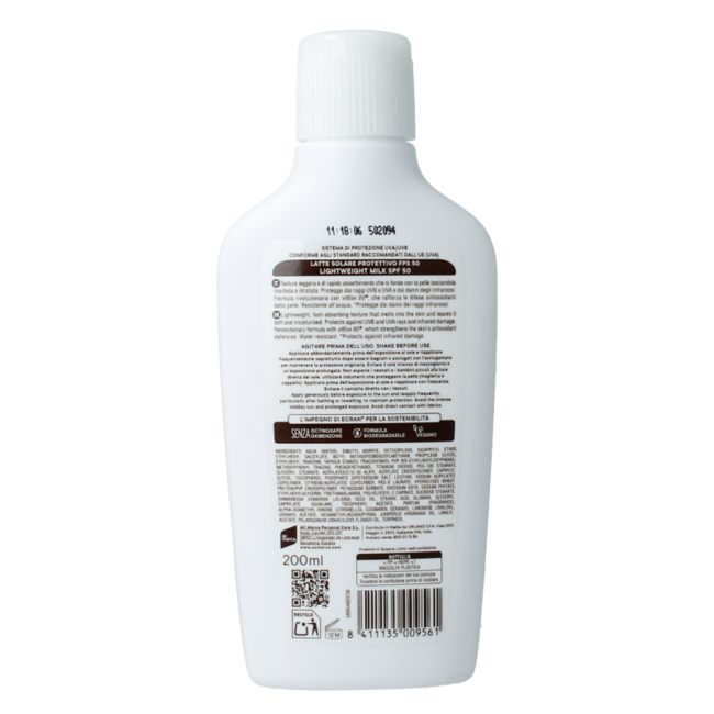 Ecran Sunique milk SPF50 200 Milliliter