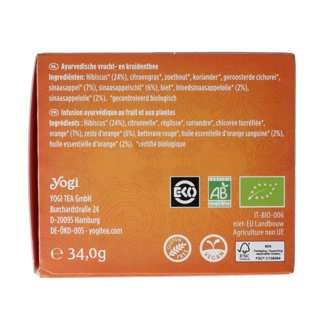 Thé bio à l'orange sanguine acidulée 17 sachets