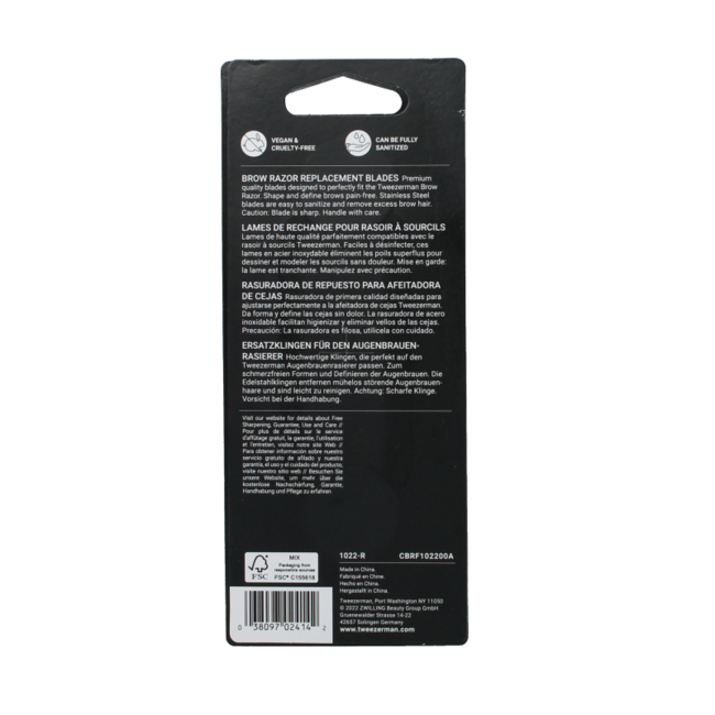Tweezerman Lames de rechange pour rasoir à sourcils, 4 pièces