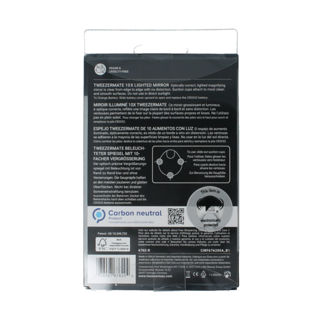 Tweezerman Espejo con luz aumento 10x 1 unidad
