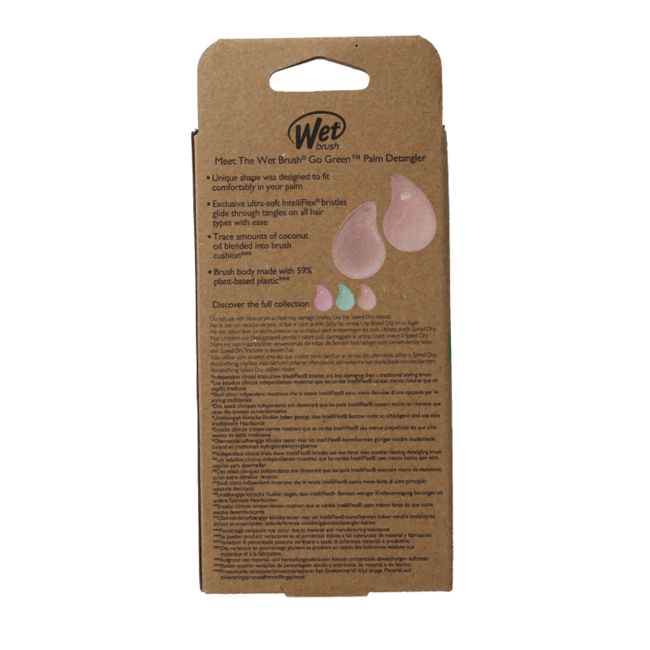 Wet Brush Go green palm detangler naranja aceite de coco 1 unidad